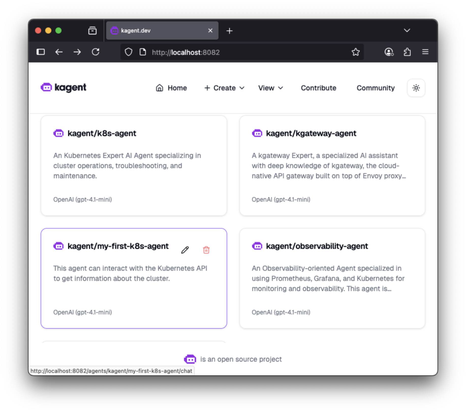kagent UI